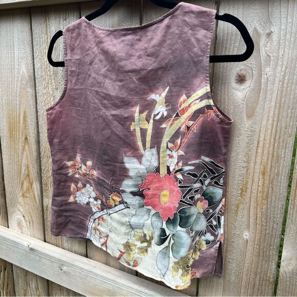 CITRON  Sleeveless Floral Tank Top One of a Kind Artwork Top size XSP - Picture 4 of 6